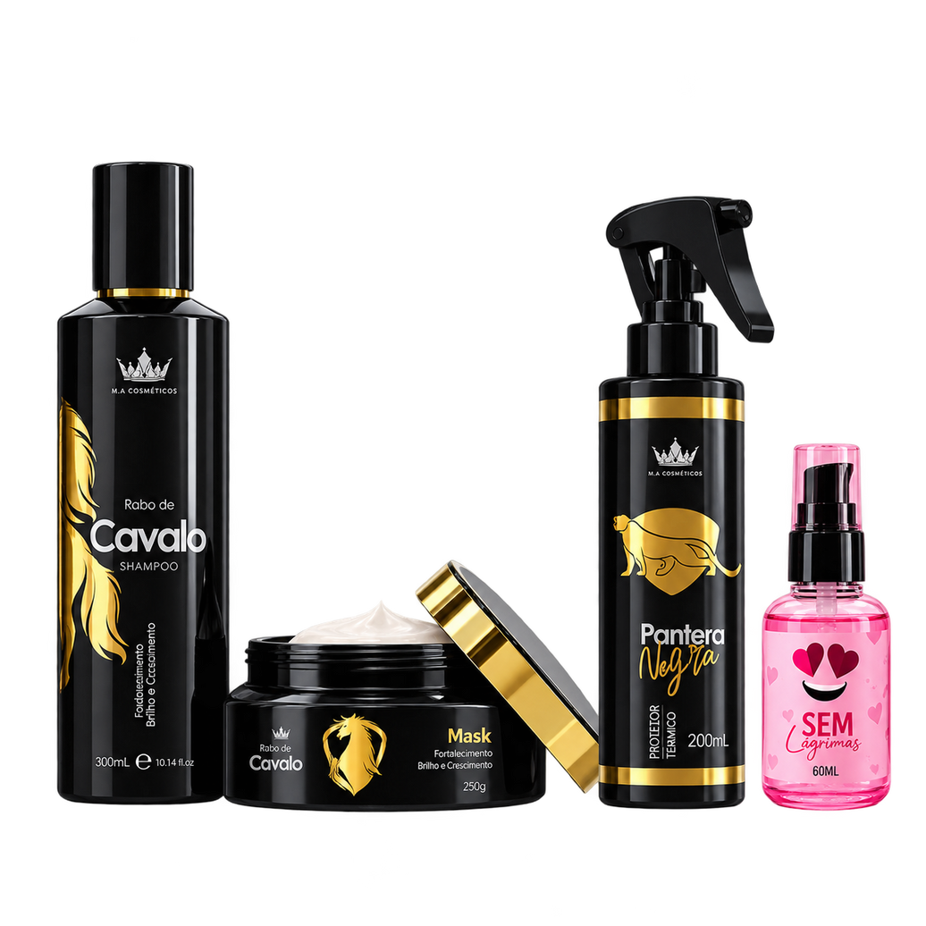 Kit Ana Paula Rabo de Cavalo Negro | Cuidado Capilar Completo y Brillo Espectacular