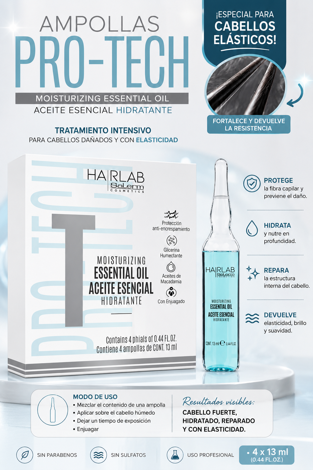 Salerm HairLab Aceite Esencial Hidratante – 4 Ampollas x 13 ml