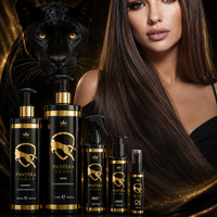Kit completo Pantera Negra: alisado, shampoo y mascarilla para cabello liso – presentación del empaque