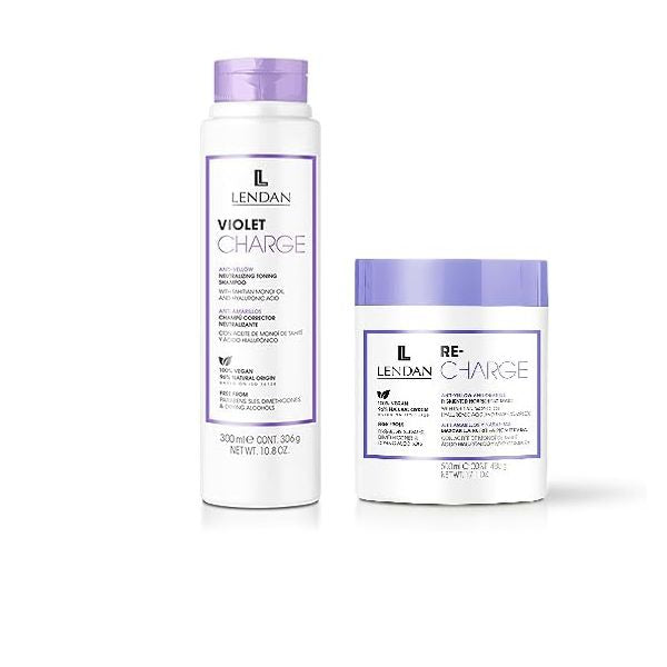 Set Lendan Violet Charge shampoo 300ml y mascarilla matizadora 500ml