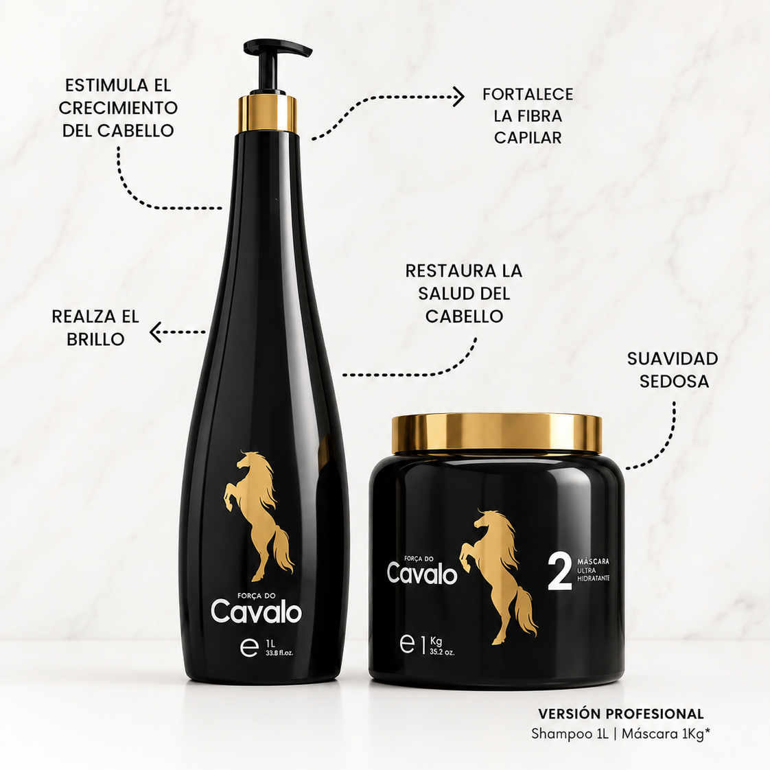 Máscara de tratamiento profesional Rabo de Carvalho 1kg y 1L reparadora – presentación del empaque