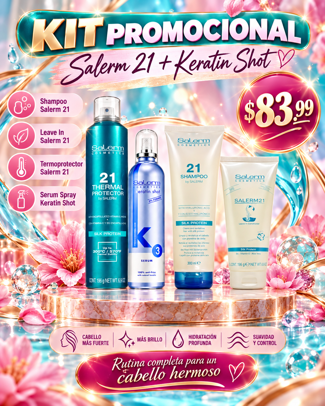 Kit Salerm Keratin Shot | Hidratación, Brillo y Control del Frizz (Copia)